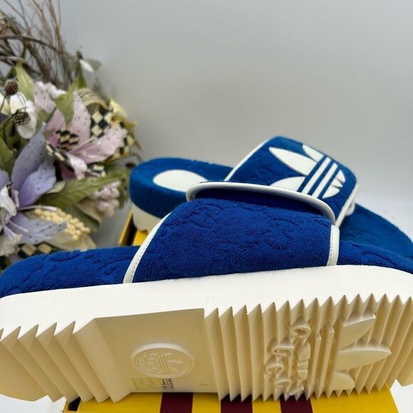 Men’s Gucci, X Adidas, limited edition slides size 9, made in Italy - Picture 4 of 9